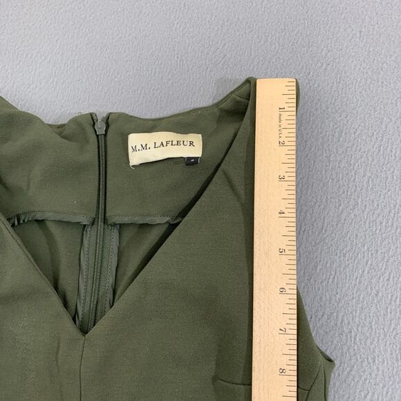 MM Lafleur Women 2 Rachel Dress Ponte Green Sleeveless Stretch Sheath Office - Picture 5 of 16